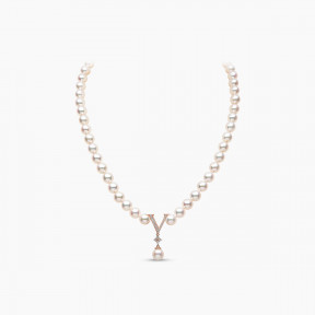 O by Yoko 18K Rose Gold Akoya Pearl and Diamond Strand Necklace