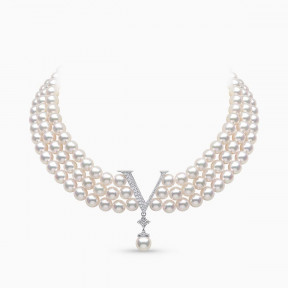 O by Yoko 18K White Gold Akoya Pearl and Diamond Choker Necklace