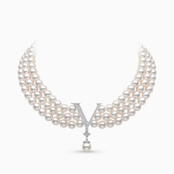 O by Yoko 18K White Gold Akoya Pearl and Diamond Choker Necklace