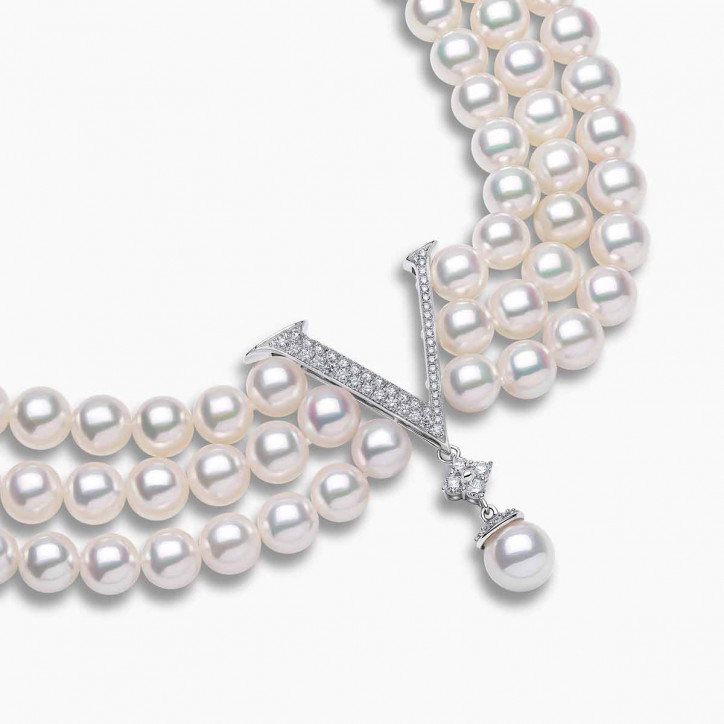 O by Yoko 18K White Gold Akoya Pearl and Diamond Choker Necklace