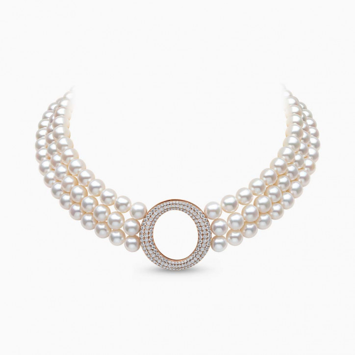 O by Yoko 18K Rose Gold Freshwater Pearl and Diamond Choker