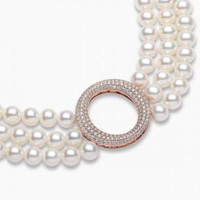 O by Yoko 18K Rose Gold Freshwater Pearl and Diamond Choker