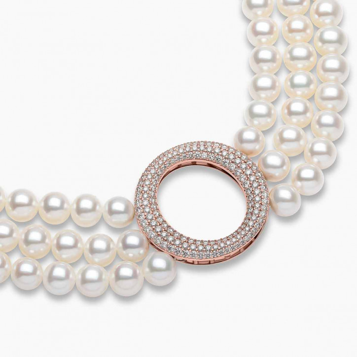 O by Yoko 18K Rose Gold Freshwater Pearl and Diamond Choker