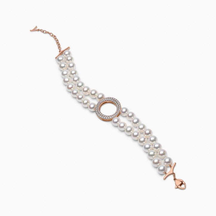 O by Yoko Гривна от сладководни перли и диаманти от 18K бяло злато