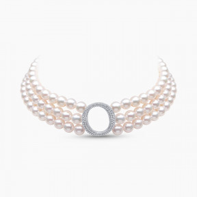 O by Yoko 18K White Gold Akoya Pearl and Diamond Choker