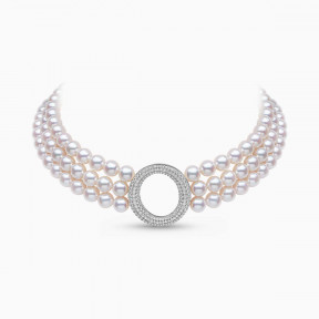 O by Yoko 18K White Gold Akoya Pearl and Diamond Choker