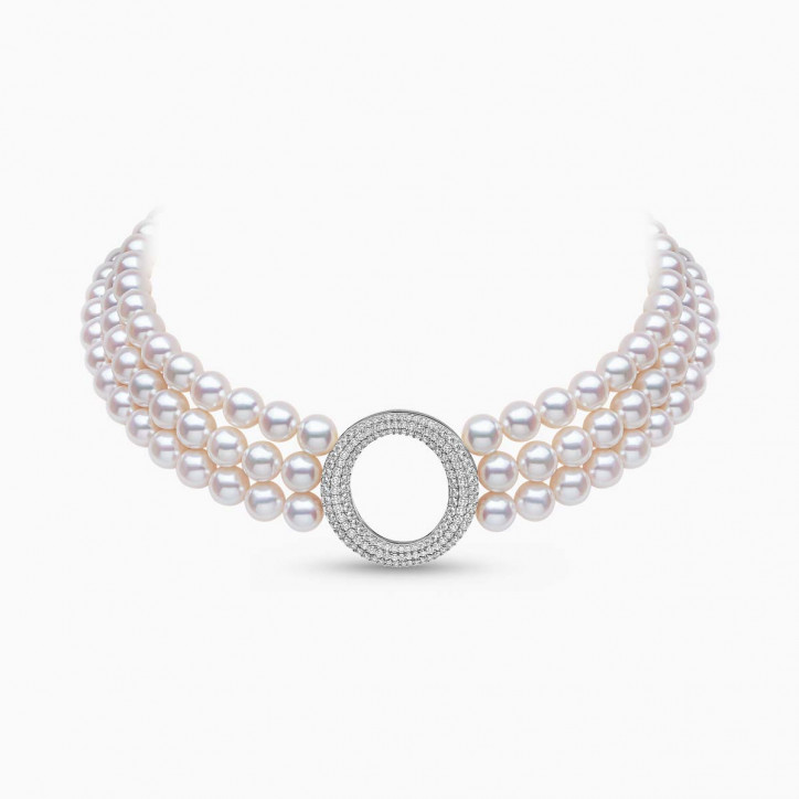 O by Yoko 18K White Gold Akoya Pearl and Diamond Choker
