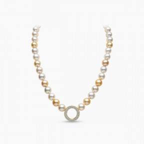 O by Yoko 18K Gold Multi South Sea Pearl and Diamond Strand Necklace