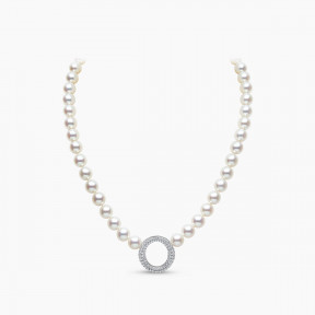 O by Yoko Колие с перли и диамантени нишки Akoya от 18K бяло злато