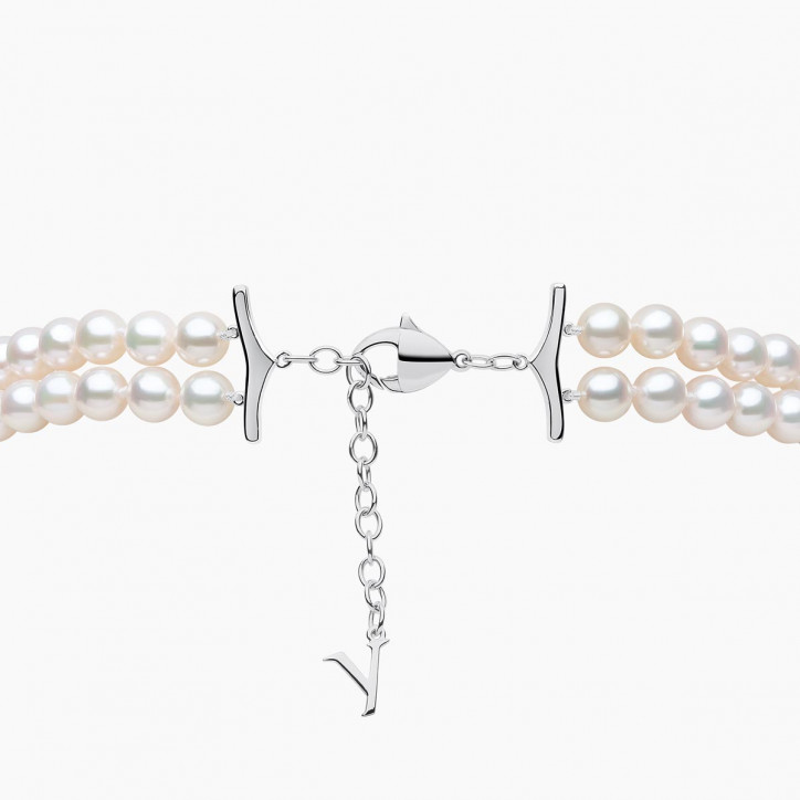 O by Yoko 18K White Gold Akoya Pearl and Diamond Double Row Necklace O by Yoko 18K White Gold Akoya Pearl and Diamond Double Row Necklace