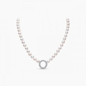 O by Yoko 18K White Gold Akoya Pearl and Diamond Strand Necklace