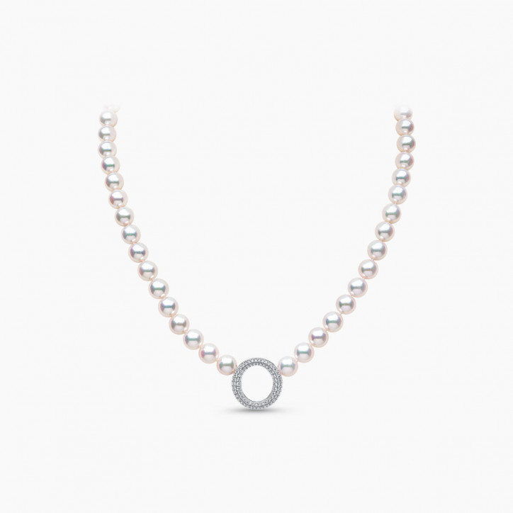 O by Yoko Колие с перли и диамантени нишки Akoya от 18K бяло злато