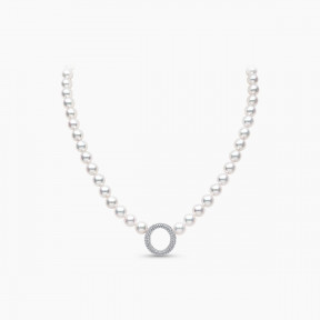 O by Yoko 18K White Gold Freshwater Pearl and Diamond Strand Necklace