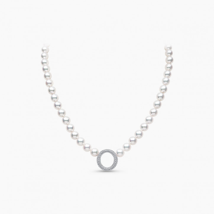 O by Yoko Колие от сладководна перла и диамантена нишка от 18K бяло злато