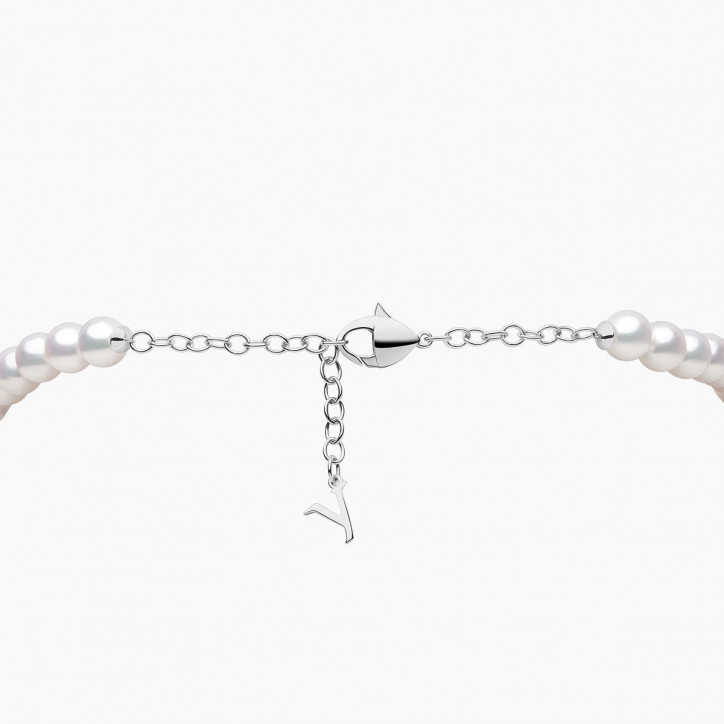 O by Yoko Колие от сладководна перла и диамантена нишка от 18K бяло злато