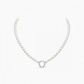 O by Yoko Колие от сладководна перла и диамантена нишка от 18K бяло злато