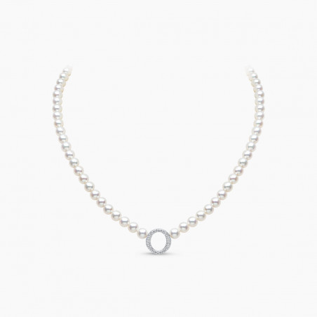 O by Yoko 18K White Gold Freshwater Pearl and Diamond Strand Necklace