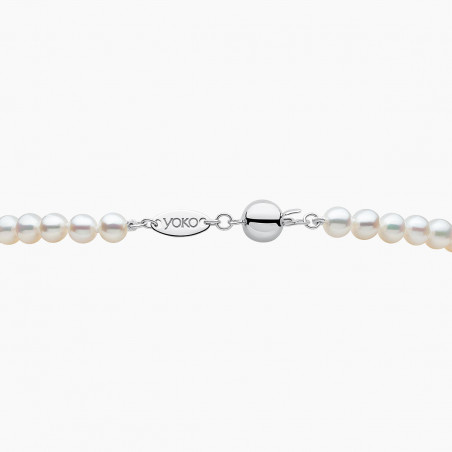 O by Yoko Колие от сладководна перла и диамантена нишка от 18K бяло злато
