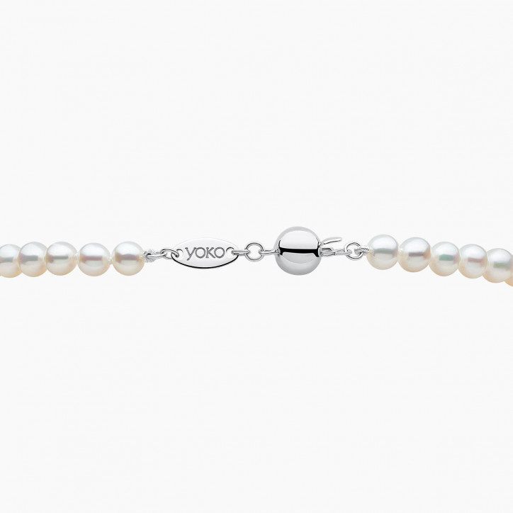 O by Yoko Колие от сладководна перла и диамантена нишка от 18K бяло злато