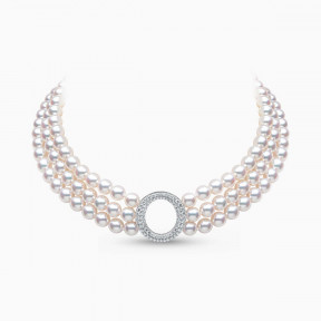 O by Yoko 18K White Gold Akoya Pearl and Diamond Choker