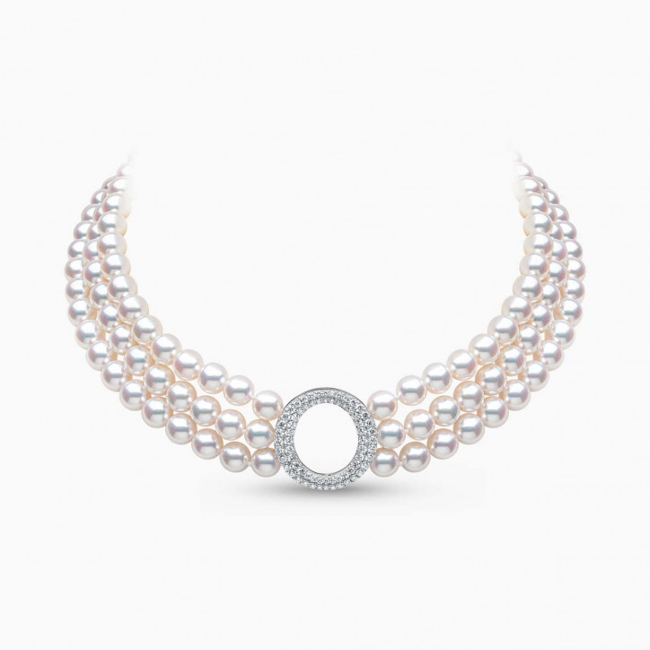 O by Yoko 18K White Gold Akoya Pearl and Diamond Choker