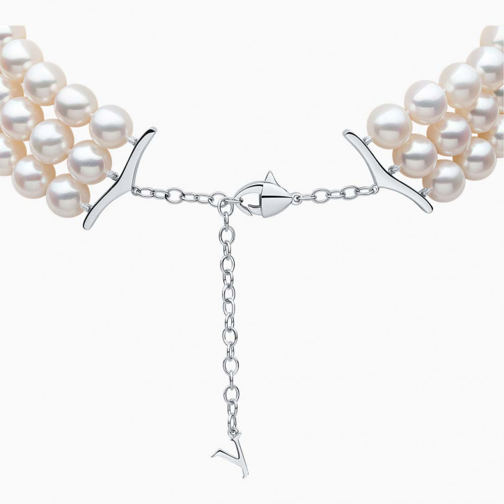 O by Yoko 18K White Gold Freshwater Pearl and Diamond Choker Necklace