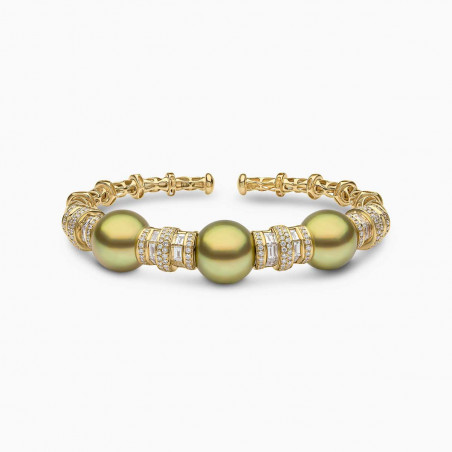 Starlight 18K Gold Pistachio Tahitian Pearl and Diamond Bracelet