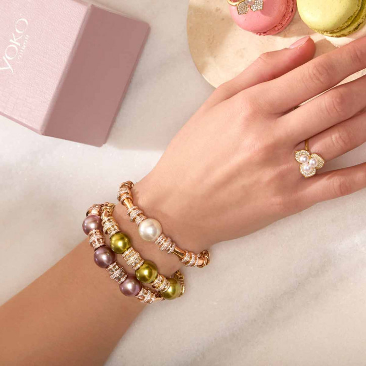 Starlight 18K Gold Pistachio Tahitian Pearl and Diamond Bracelet