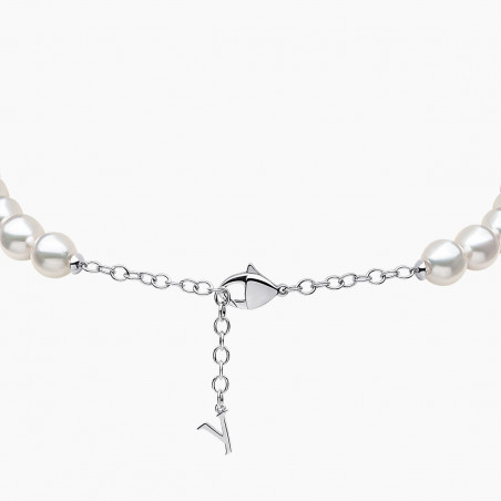 Zyyp 18K White Gold Multi Pearl and Diamond Zip Necklace