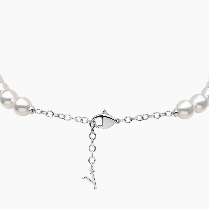 Zyyp 18K White Gold Multi Pearl and Diamond Zip Necklace