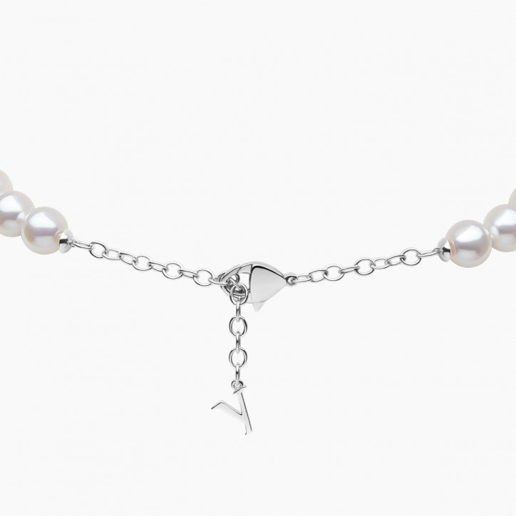 Zyyp 18K White Gold Multi Pearl and Diamond Zip Necklace