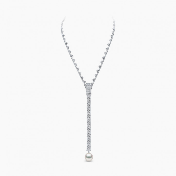 Zyyp 18K White Gold and Diamond Zip Necklace