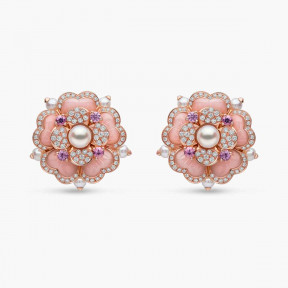 Cleopatra 18K Gold Freshwater Pearl, Diamond, Sapphire and Opal Earrings
