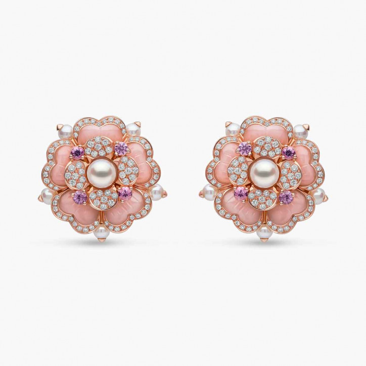Cleopatra 18K Gold Freshwater Pearl, Diamond, Sapphire and Opal Earrings