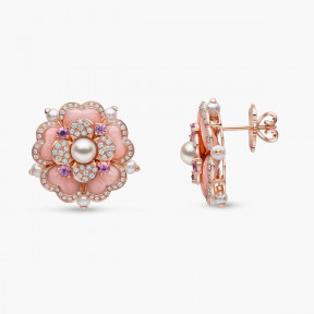 Cleopatra 18K Gold Freshwater Pearl, Diamond, Sapphire and Opal Earrings