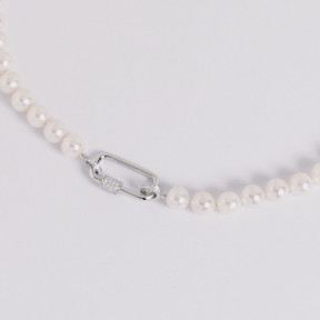 Classic 18K Gold Freshwater Pearl and Diamond Chain Link Necklace