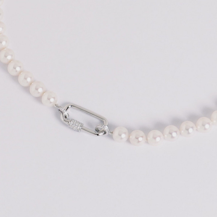 Classic 18K Gold Freshwater Pearl and Diamond Chain Link Necklace