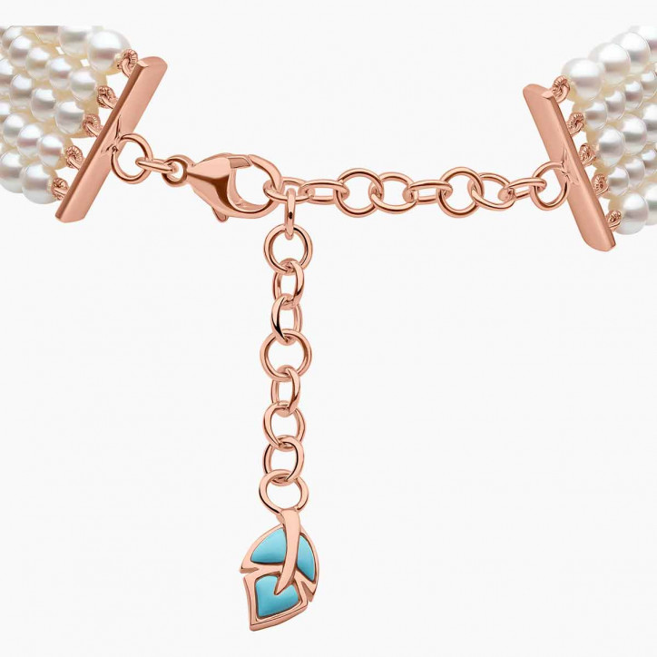 Cleopatra 18K Gold Freshwater Pearl Diamond and Turquoise Bracelet