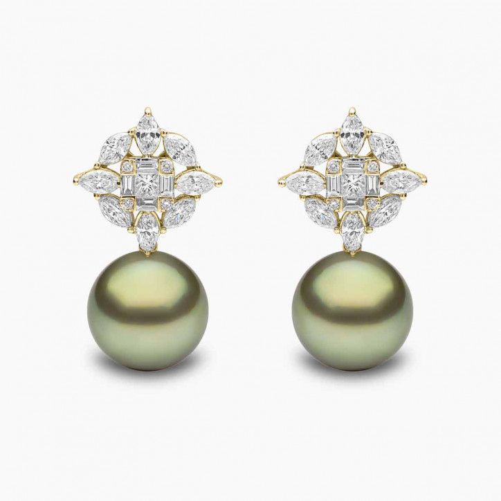 Contessa 18K Gold Pistachio Tahitian Pearl Earrings Contessa 18K Gold Pistachio Tahitian Pearl Earrings