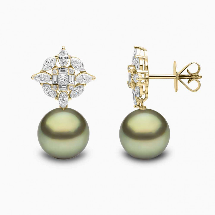 Contessa 18K Gold Pistachio Tahitian Pearl Earrings Contessa 18K Gold Pistachio Tahitian Pearl Earrings