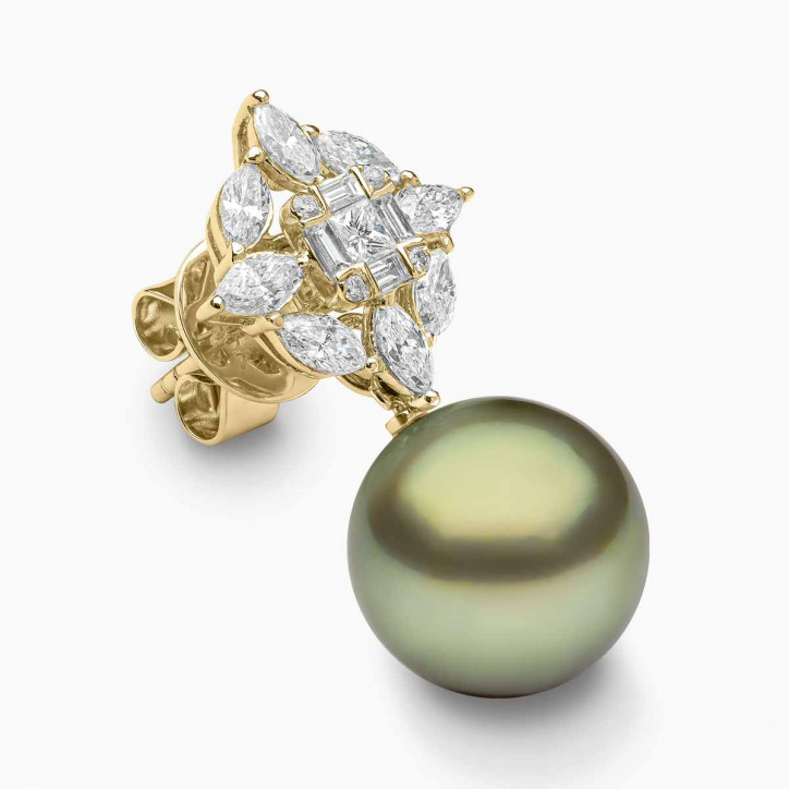 Contessa 18K Gold Pistachio Tahitian Pearl Earrings Contessa 18K Gold Pistachio Tahitian Pearl Earrings