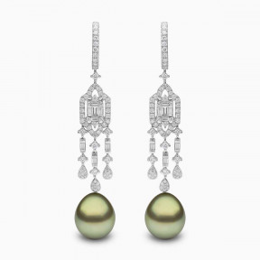 Contessa 18K Gold Pistachio Tahitian Pearl and Diamond Earrings