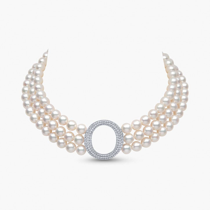 O by Yoko 18K White Gold Freshwater Pearl and Diamond Choker