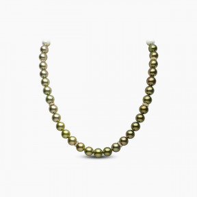 Classic 18K Gold Pistachio Tahitian Pearl Row Necklace