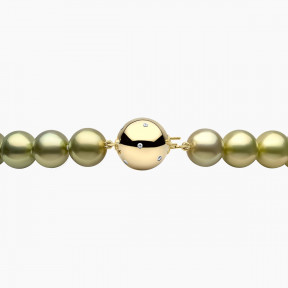 Classic 18K Gold Pistachio Tahitian Pearl Row Necklace