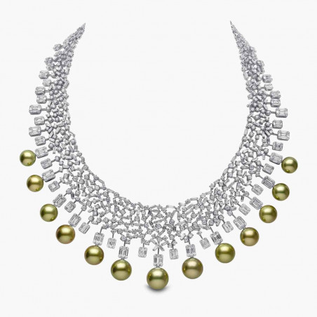 Windsor 18K Gold Pistachio Tahitian Pearl Diamond Necklace