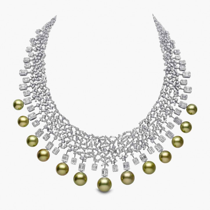 Windsor 18K Gold Pistachio Tahitian Pearl Diamond Necklace