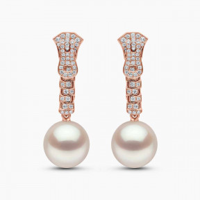 Zyyp 18K Rose Gold South Sea Pearl and Diamond Zip Earrings