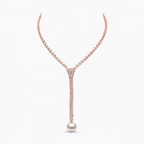 Zyyp 18K Rose Gold South Sea Pearl and Diamond Zip Necklace