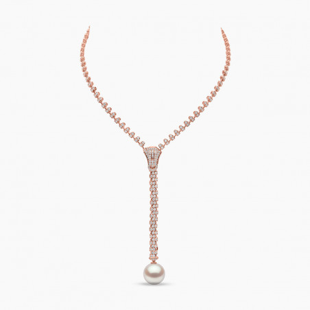 Zyyp 18K Rose Gold South Sea Pearl and Diamond Zip Necklace